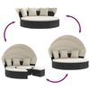 vidaXL Outdoor-Loungebett mit Dach und Kissen Schwarz Poly Rattan