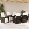 vidaXL Garten Essgruppe mit Kissen 7 pcs Braun Poly-Rattan
