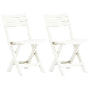 vidaXL Klappst&uuml;hle, 2 St&uuml;ck, Kunststoff, wei&szlig;