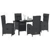 vidaXL Garten Essgruppe mit Kissen 5 pcs Schwarz Poly-Rattan