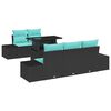 vidaXL Sofa Set 6 stk. 5-Sitzanzahl Schwarz und Blau Poly-Rattan