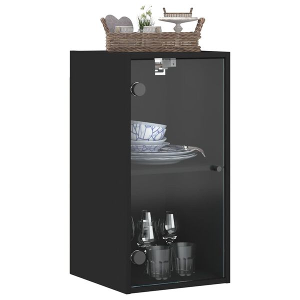 vidaXL Wandschrank mit Glast&uuml;ren Schwarz 35x37x68,5 cm