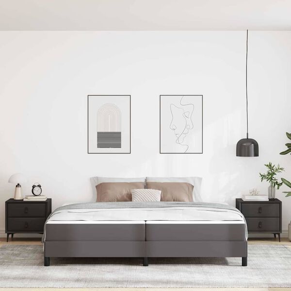 vidaXL Bettrahmen mit Matratze Grau 200 x 200 cm Stoff