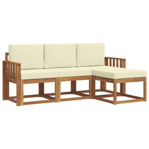 vidaXL Outdoor-Sofagarnitur 4 stk. 3-Sitzer Natur und Creme