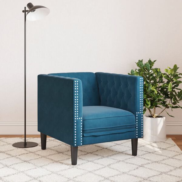 vidaXL Chesterfield-Sessel Blau Samt