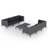 vidaXL 7-tlg. Garten-Lounge-Set mit Kissen Poly Rattan Dunkelgrau