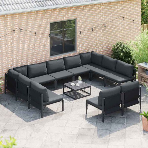 vidaXL Garten-Sofa-Set 12 pcs Anthrazit Stahl