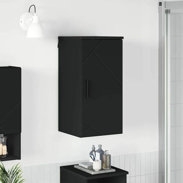 vidaXL Badezimmerschrank Wandmontiert Schwarz 30 x 31,5 x 61 cm