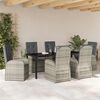 vidaXL Garten Essgruppe mit Kissen 7 pcs Grau Poly-Rattan