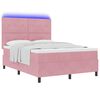 vidaXL LED Boxspringbett mit Matratze Rosa 140 x 200 cm Samt