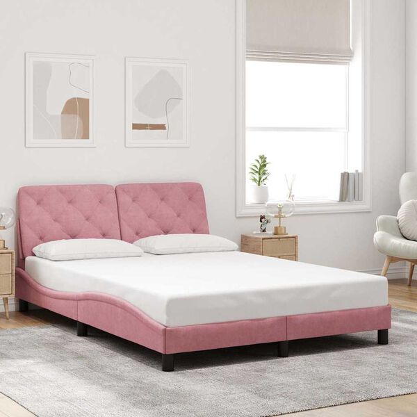 vidaXL Bettgestell ohne Matratze Rosa 140x190 cm Samt