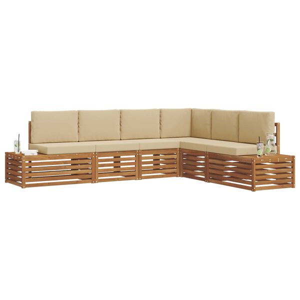 vidaXL Outdoor-Sofagarnitur mit Kissen 6 St&uuml;ck Natur und Beige