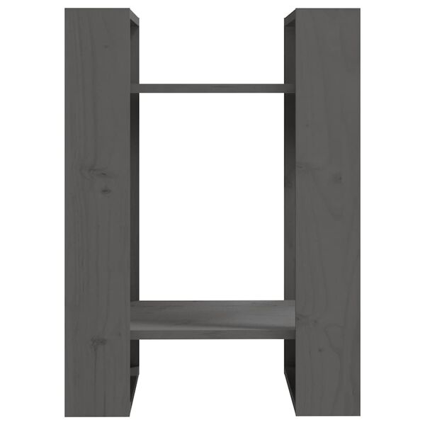 vidaXL B&uuml;cherregal/Raumteiler Grau 41x35x57 cm Massivholz Kiefer
