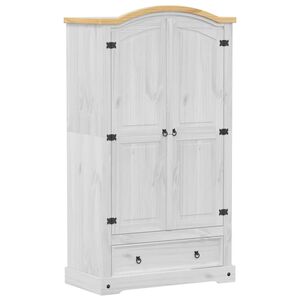 vidaXL Kleiderschrank Corona Wei&szlig; 102x52x186 cm Massivholz Kiefer