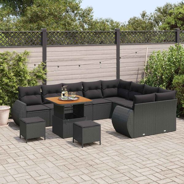 vidaXL Garten-Sofa-Set 12 pcs Schwarz Poly-Rattan