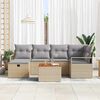 vidaXL Garten-Sofa-Set mit Kissen mit Speicher 7 pcs Beige Poly Rattan