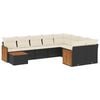 vidaXL 10-tlg. Garten-Sofagarnitur mit Kissen Schwarz Poly Rattan