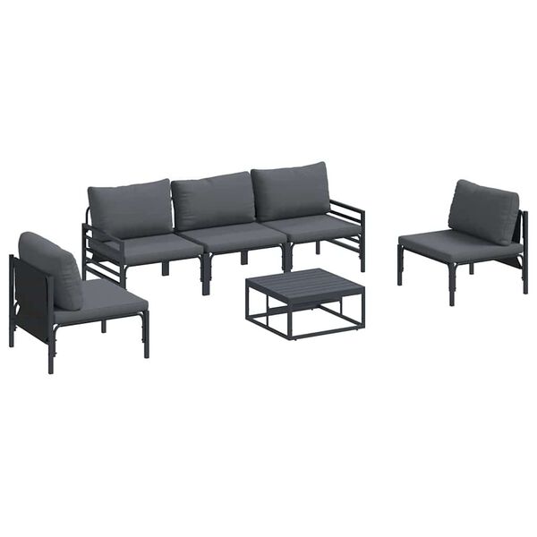 vidaXL Gartensofa-set mit Kissen 6 pcs Schwarz Stahl