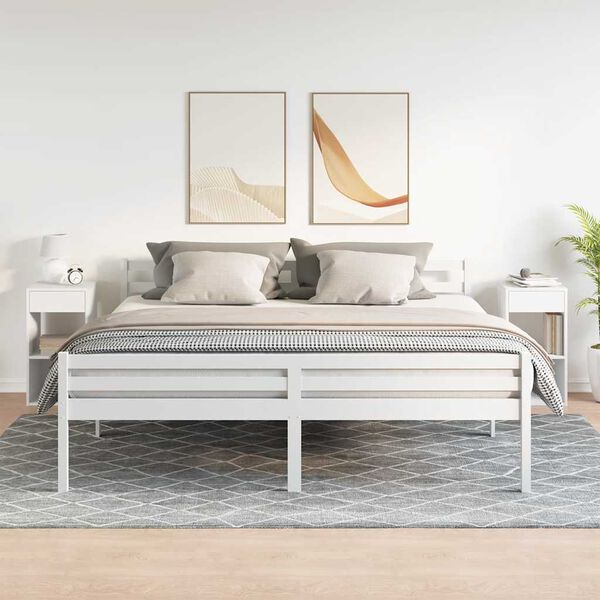 vidaXL Nachttische mit Schublade 2 Stk. Weiß 35x34x66,5 cm