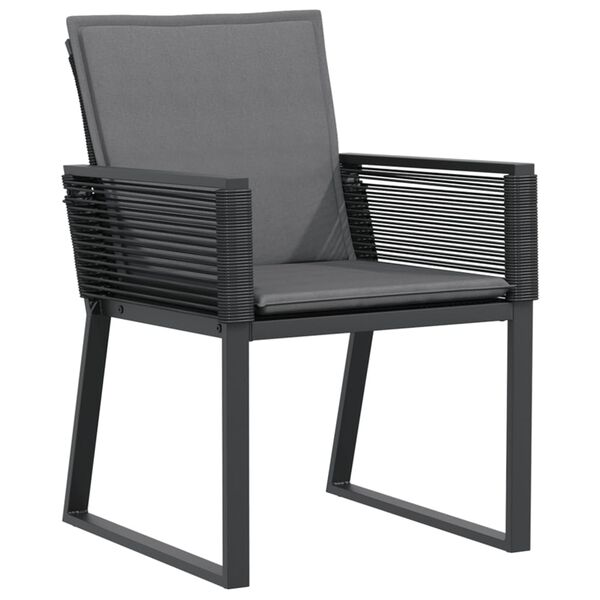 vidaXL Gartenst&uuml;hle mit Kissen 2 Stk. Schwarz Poly Rattan