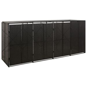 vidaXL M&uuml;lltonnenbox f&uuml;r 4 Tonnen Schwarz 274x80x117 cm Poly Rattan