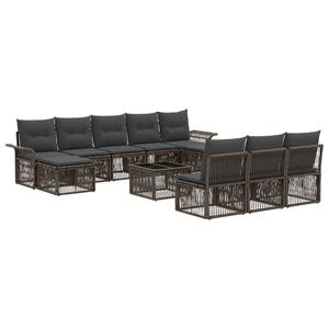 vidaXL Gartensofa-set 11 stk. Grau Poly-Rattan