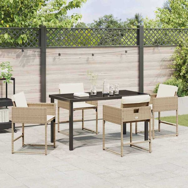 vidaXL Garten Essgruppe 5 pcs Beige Poly-Rattan