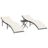 vidaXL Sonnenliegen 2 Stk. mit Tisch Schwarz Poly Rattan