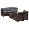 vidaXL 5-Sitzer Gartensofa mit Kissen Rattan-Look PP Braun