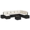 vidaXL Garten-Sofa-Set mit Kissen 8 pcs Schwarz und Creme Poly-Rattan