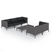 vidaXL 6-tlg. Garten-Lounge-Set mit Kissen Poly Rattan Dunkelgrau