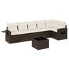 vidaXL 7-tlg. Garten-Sofagarnitur mit Kissen Braun Poly Rattan