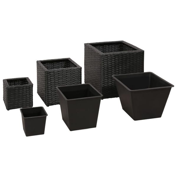 vidaXL Garten-Hochbeet 3-tlg. Poly Rattan Schwarz