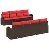 vidaXL Sofa Set mit Kissen 9 pcs Beige und Rot Poly-Rattan