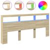 vidaXL LED-Kopfteil mit Ablagen Sonoma-Eiche 220x17x102 cm