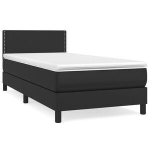 vidaXL Boxspringbett mit Matratze Schwarz 100x200 cm Kunstleder