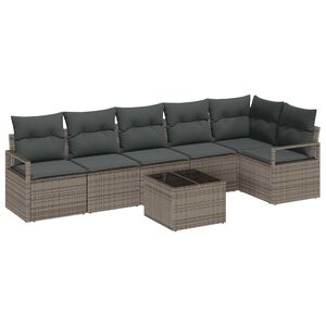 vidaXL Gartensofa-set mit Kissen 7 pcs Hellgrau Poly-Rattan
