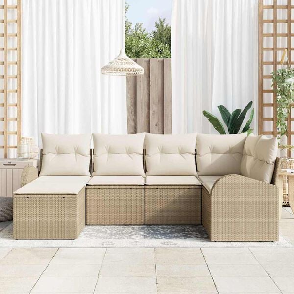 vidaXL Gartensofa-set 6 pcs Beige Poly-Rattan