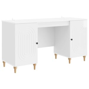 vidaXL Schreibtisch Gl&auml;nzend Wei&szlig; 142,5 x 50 x 75 cm Holzwerkstoff