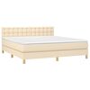 vidaXL Boxspringbett mit Matratze Creme 160x200 cm Stoff