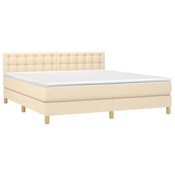 vidaXL Boxspringbett mit Matratze Creme 160x200 cm Stoff