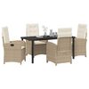 vidaXL Garten Essgruppe mit Kissen 5 pcs Beige Poly-Rattan