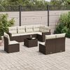 vidaXL 9-tlg. Garten-Sofagarnitur mit Kissen Braun Poly Rattan
