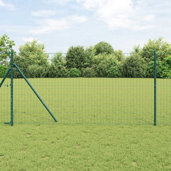 vidaXL Eurozaun Grün 1 x 25 m PVC-beschichtetes Eisen