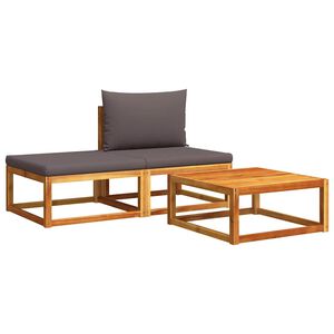 vidaXL 3-tlg. Gartensofa-Set mit Kissen Holz Akazie & Seil