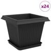 vidaXL Blument&ouml;pfe 24 pcs Schwarz 33 x 33 x 26 cm Kunststoff