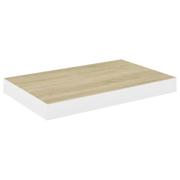 vidaXL Schweberegale 2 Stk. Eichen-Optik und Weiß 40x23x3,8 cm MDF