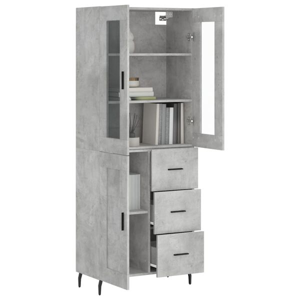 vidaXL Highboard Betongrau 69,5x34x180 cm Holzwerkstoff