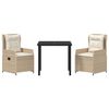 vidaXL Garten Essgruppe 3 pcs Beige und Hellgrau Poly-Rattan