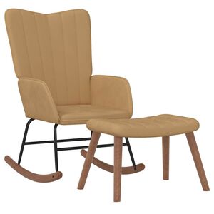 vidaXL Schaukelstuhl mit Hocker Samt Braun